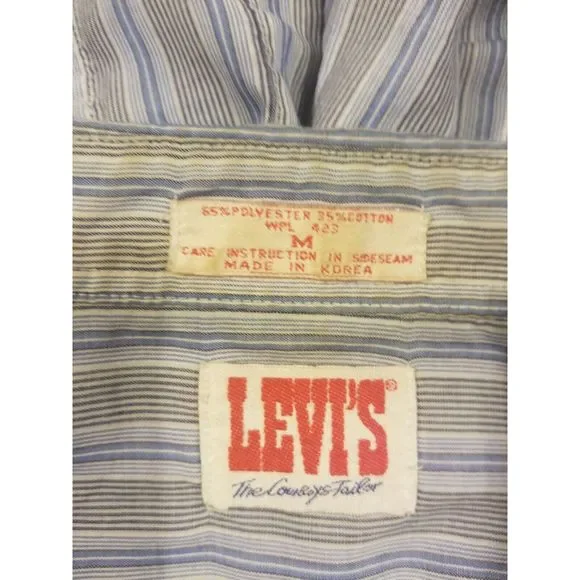 Levi's Vintage Cowboys Tailor Western Shirt Pearl Snap Single Stitch Striped 70s - Picture 6 of 8